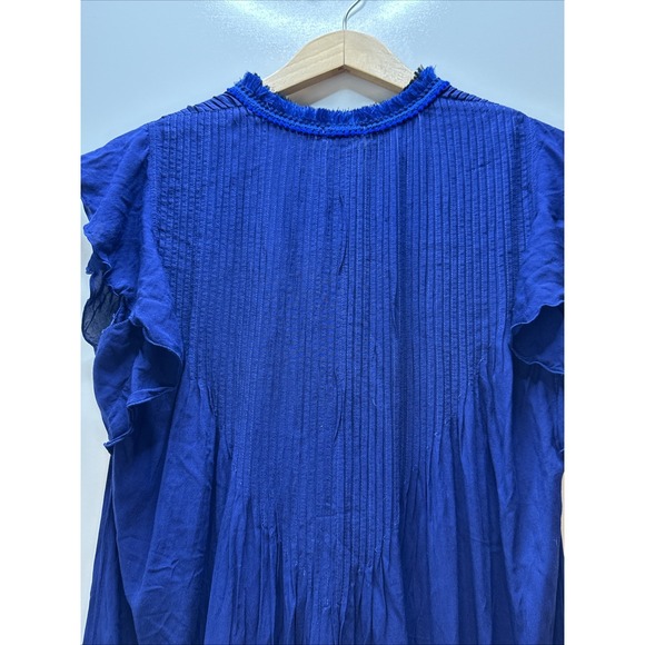 Poupette St Barth Sasha Mini Dress Women's Large Navy Blue Beach Light Airy